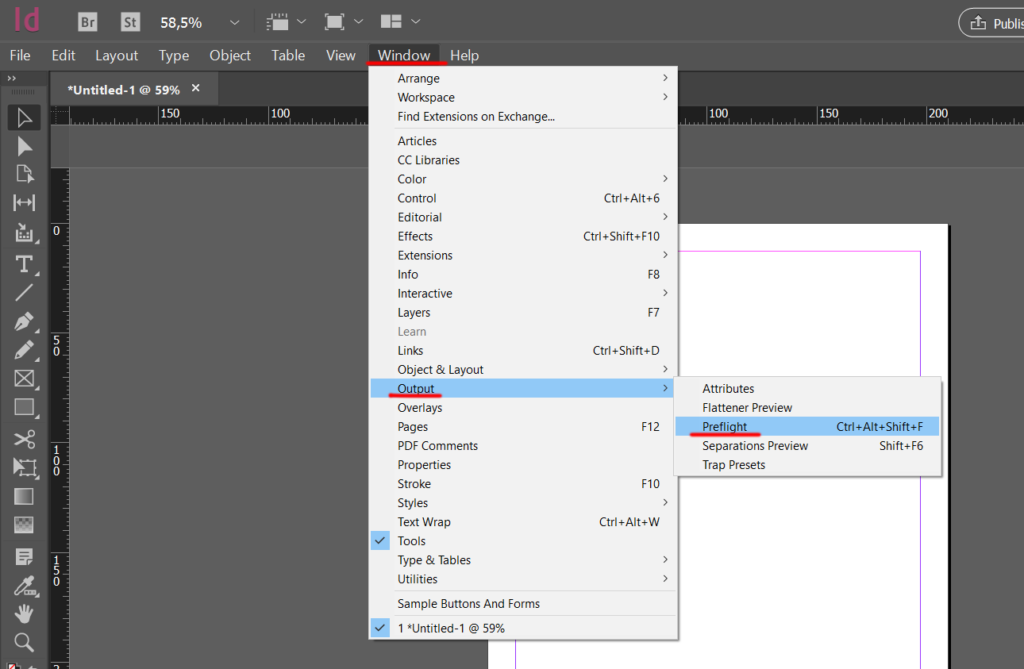 Preflight controls. Preflight INDESIGN. Меню object в INDESIGN. Preflight в индизайне. Separation Preview в индизайне.